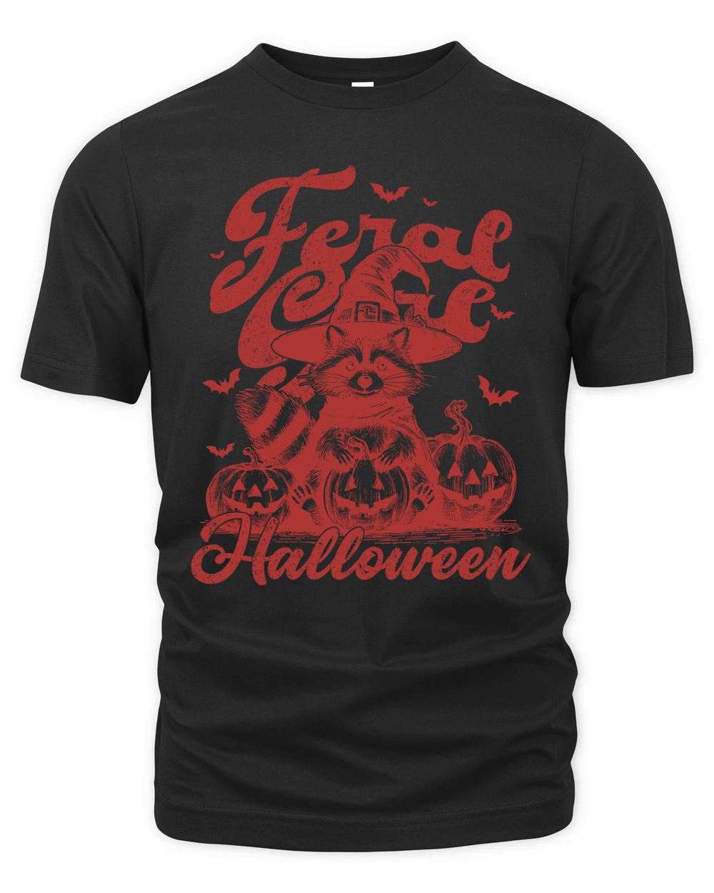 Feral Girl Halloween Raccoon L Red Organic Unisex T-shirt