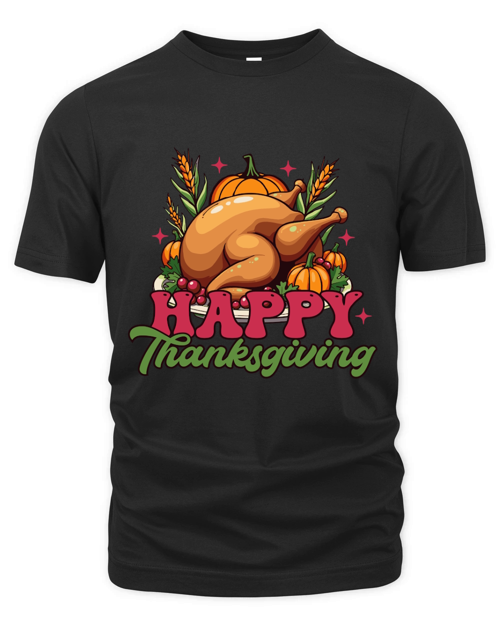 Happy Thanksgiving Roasted turkey graphic design vector art Organic Unisex T-shirt