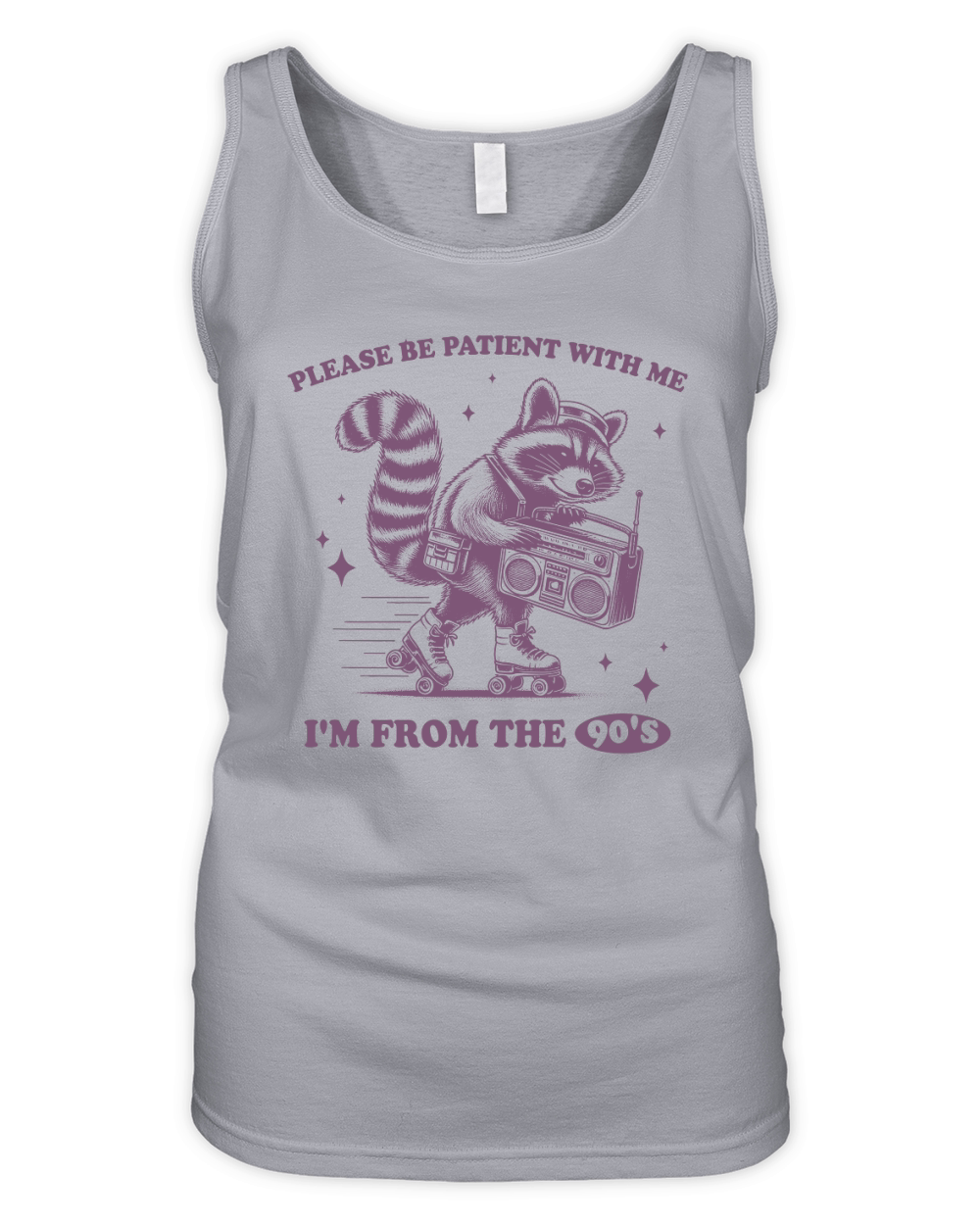 Raccoon Roller Skate Vintage Radio L Purple Organic Women's Tank Top
