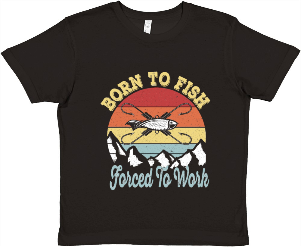 Born to fish Force To Work - Vintage Fisherman Premium Kids Crewneck T-shirt
