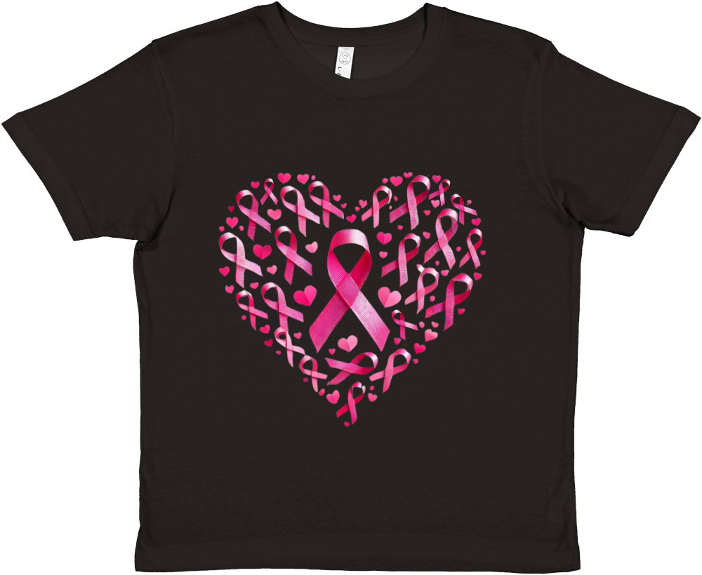 Breast Cancer Heart Premium Kids Crewneck T-shirt