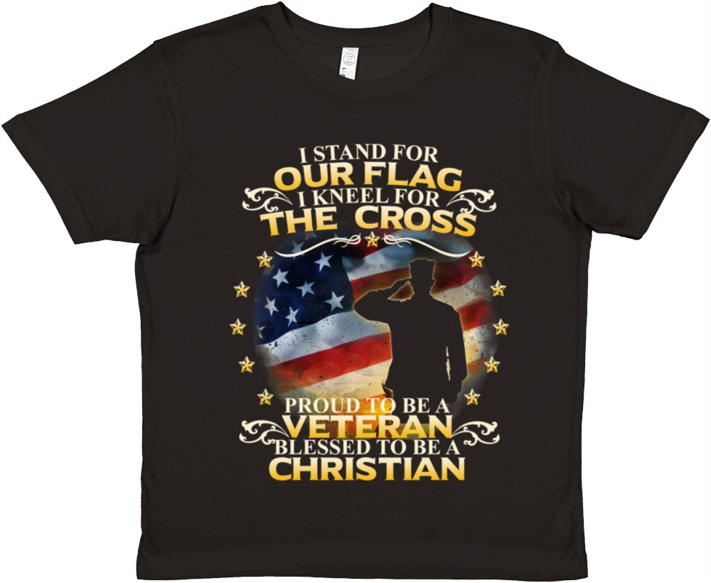 I Stand For Our Flag I Kneel For The Cross Christi Premium Kids Crewneck T-shirt