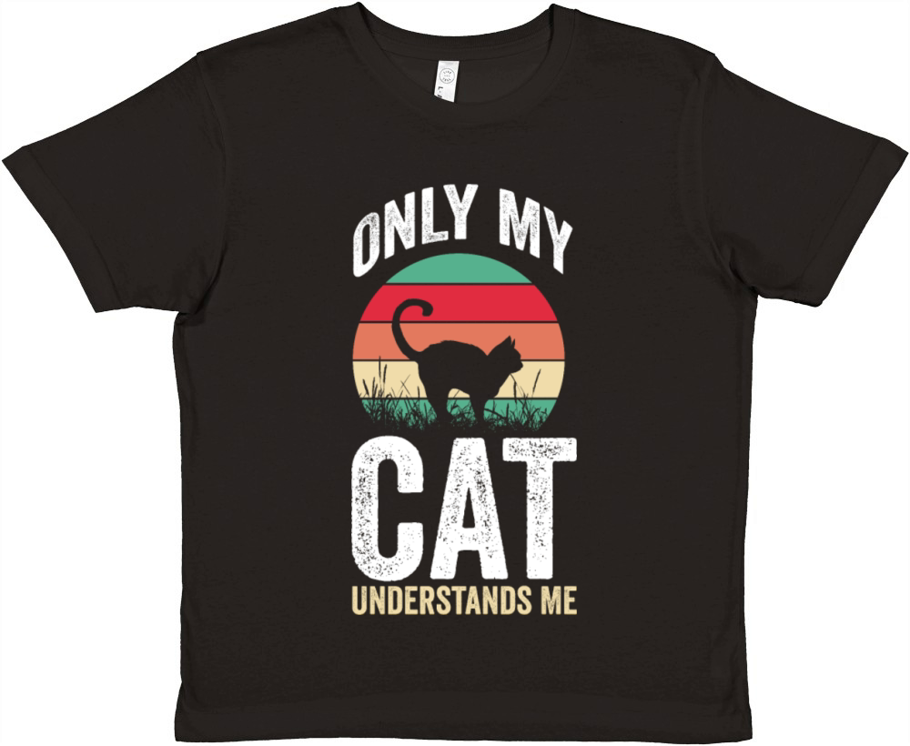Only My Cat Understands Me Funny Cat Lover Premium Kids Crewneck T-shirt
