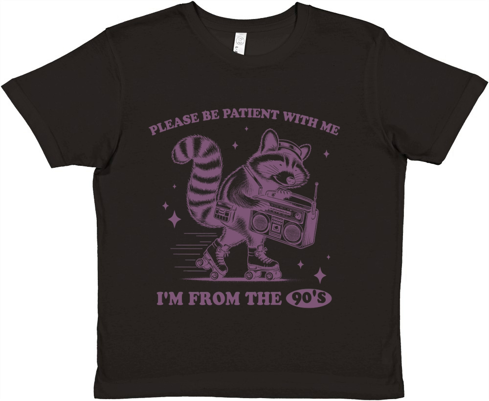 Raccoon Roller Skate Vintage Radio L Purple Premium Kids Crewneck T-shirt