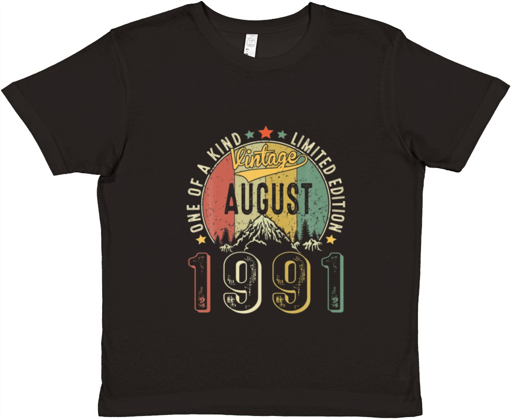 Vintage August 1991 Retro 30th Birthday 30 Years Premium Kids Crewneck T-shirt