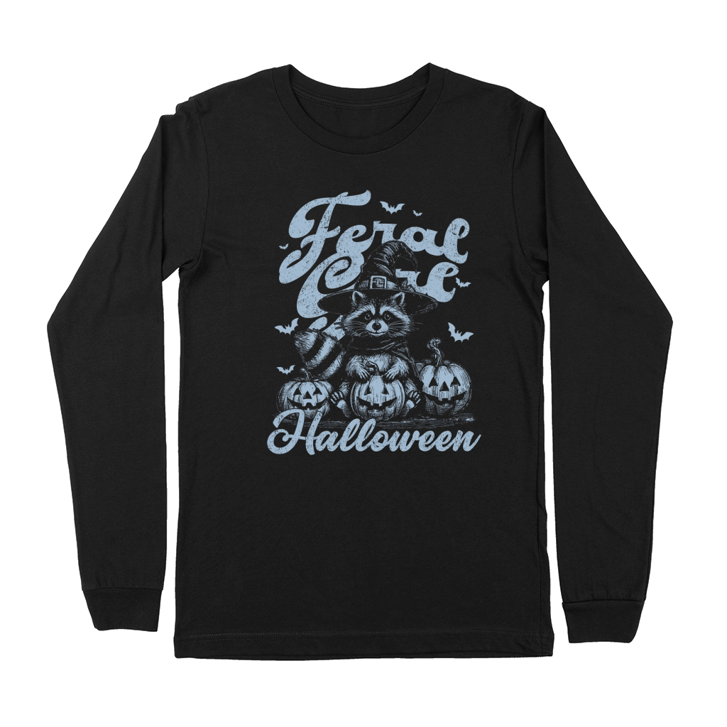 Feral girl Halloween Raccoon D Grey Premium Long Sleeve