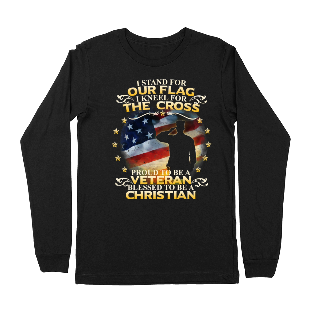 I Stand For Our Flag I Kneel For The Cross Christi Premium Long Sleeve