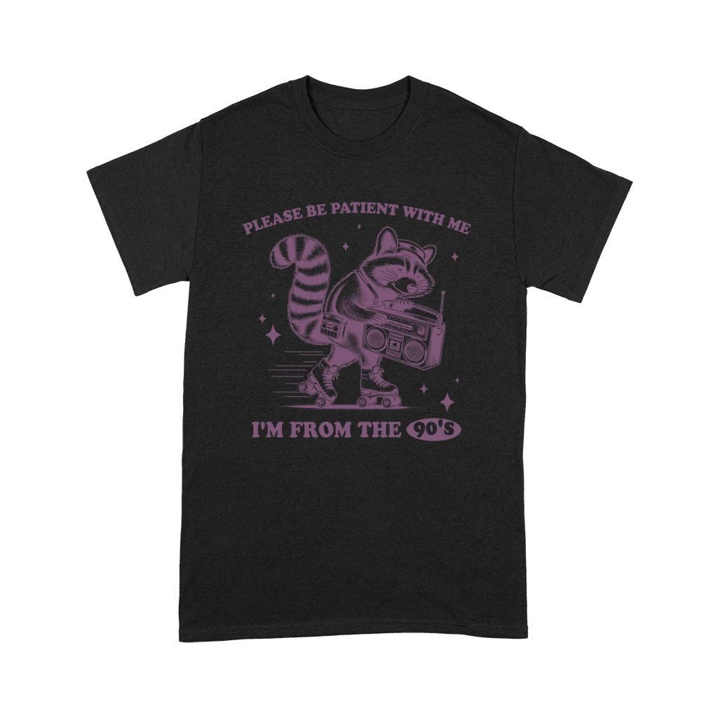 Raccoon Roller Skate Vintage Radio L Purple Premium T-shirt
