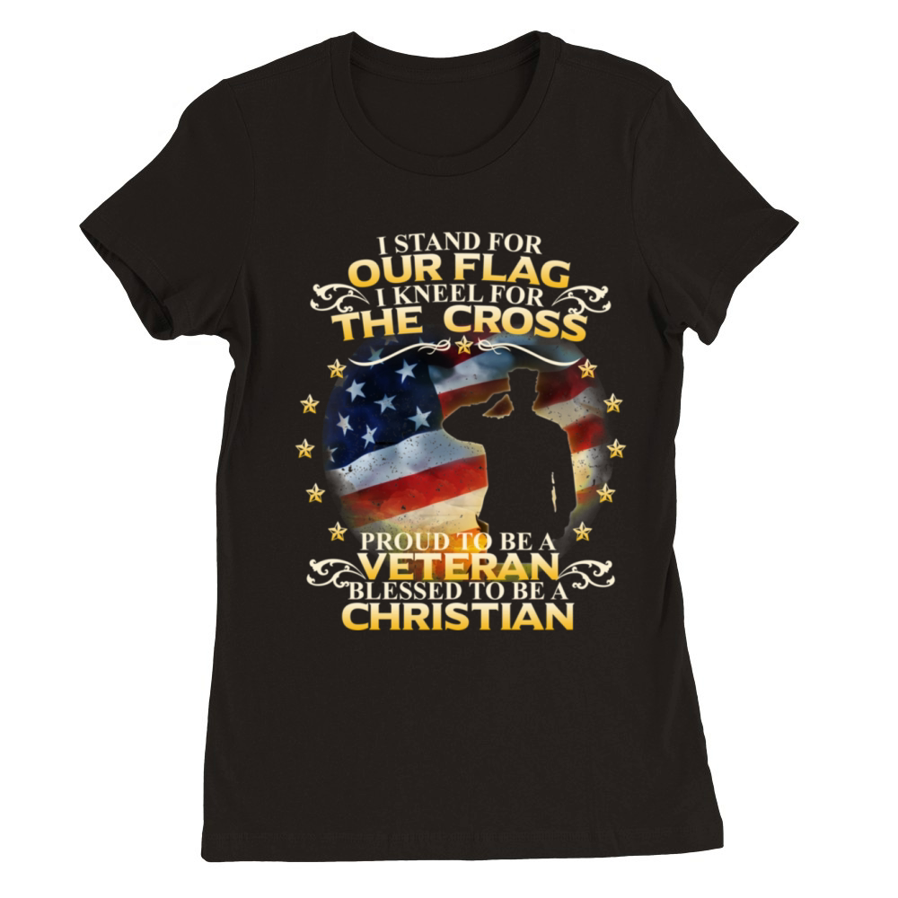 I Stand For Our Flag I Kneel For The Cross Christi Premium Womens Crewneck T-shirt