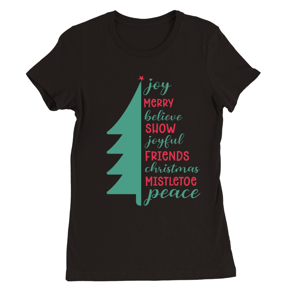 Joy merry believe snow 1 Premium Womens Crewneck T-shirt