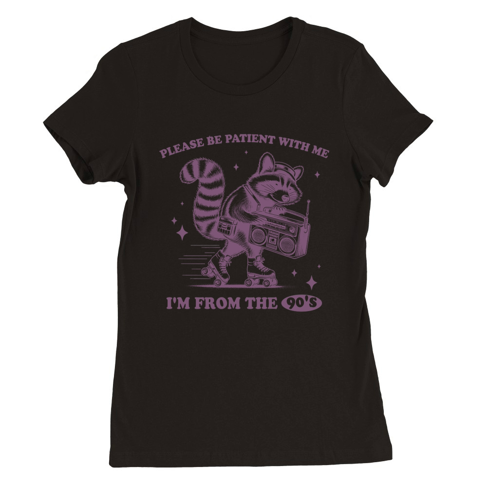 Raccoon Roller Skate Vintage Radio L Purple Premium Womens Crewneck T-shirt