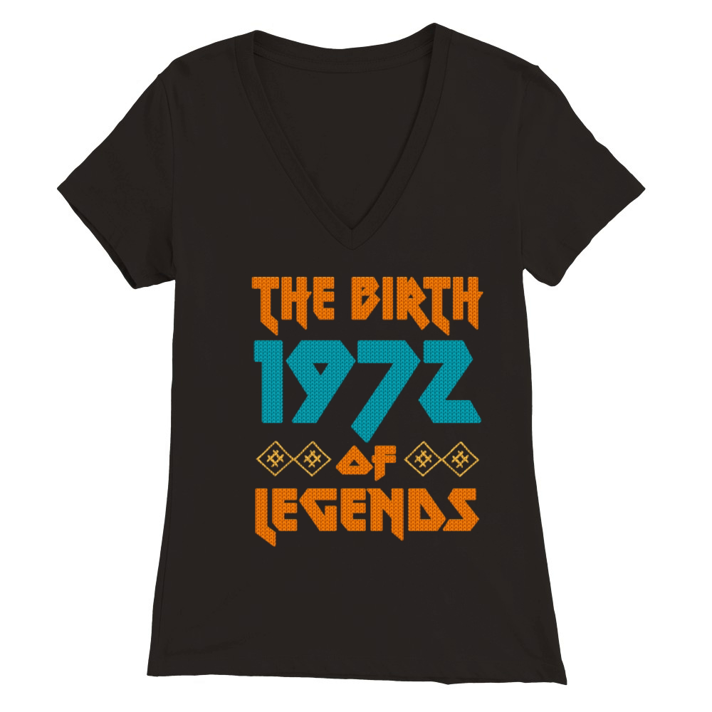 50th Birthday Vintage 1972 Metal Style Ugly Premium Womens V-Neck T-shirt