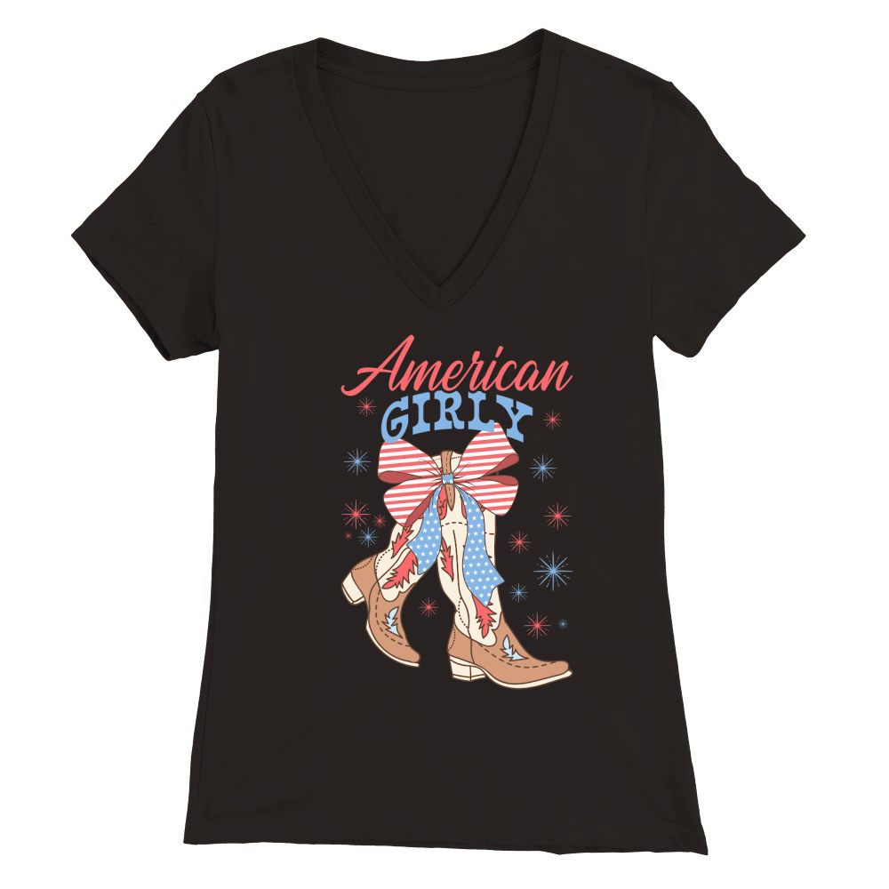 American Girly Coquette 4th of July png300 Premium Womens V-Neck T-shirt