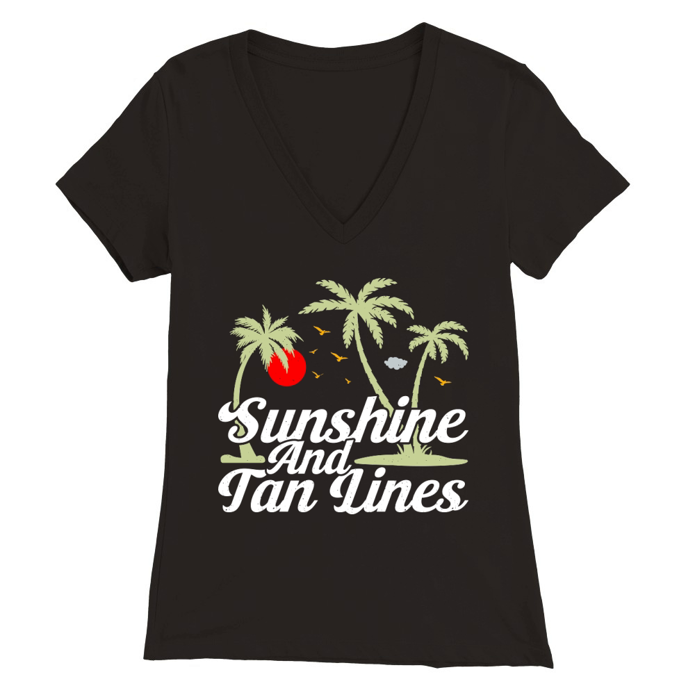 Beach Summer Sunshine And Tan Lines Premium Womens V-Neck T-shirt