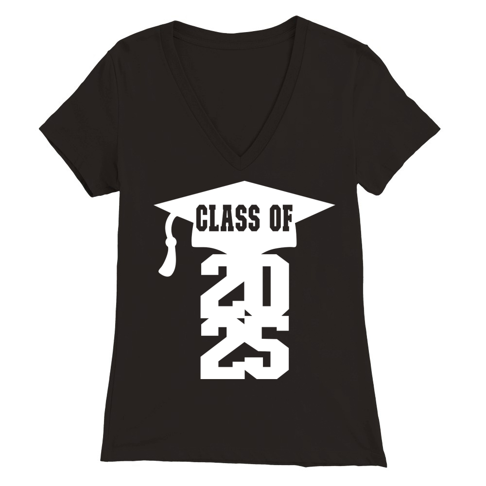 Class of 2025 with cap white Premium Womens V-Neck T-shirt