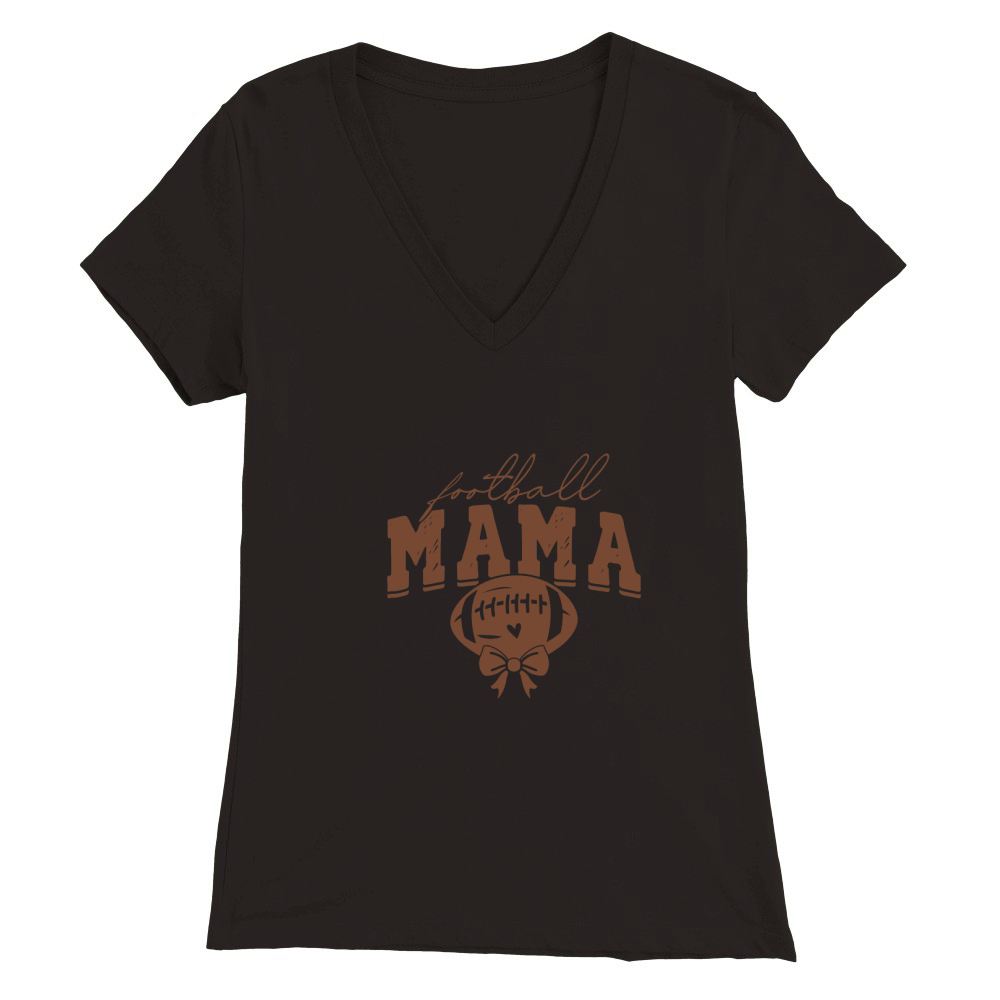 Football Mama Coquette Fall Season Premium Womens V-Neck T-shirt