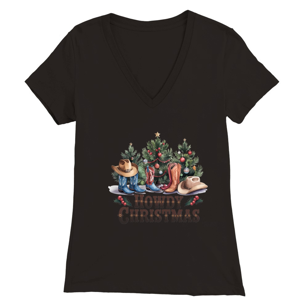 Howdy Christmas Vintage Christmas 4 02 Premium Womens V-Neck T-shirt