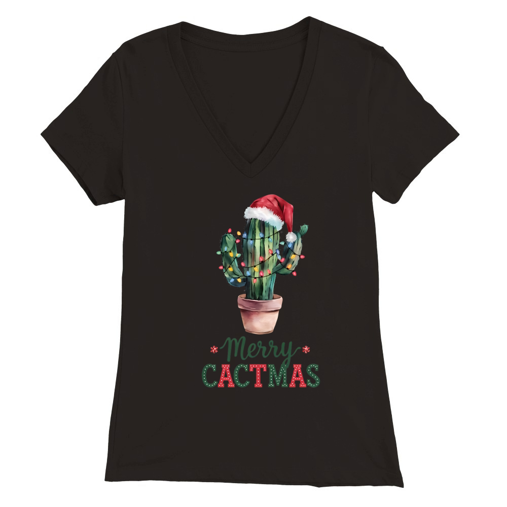 Merry Cactmas Vintage Christmas 03 Premium Womens V-Neck T-shirt