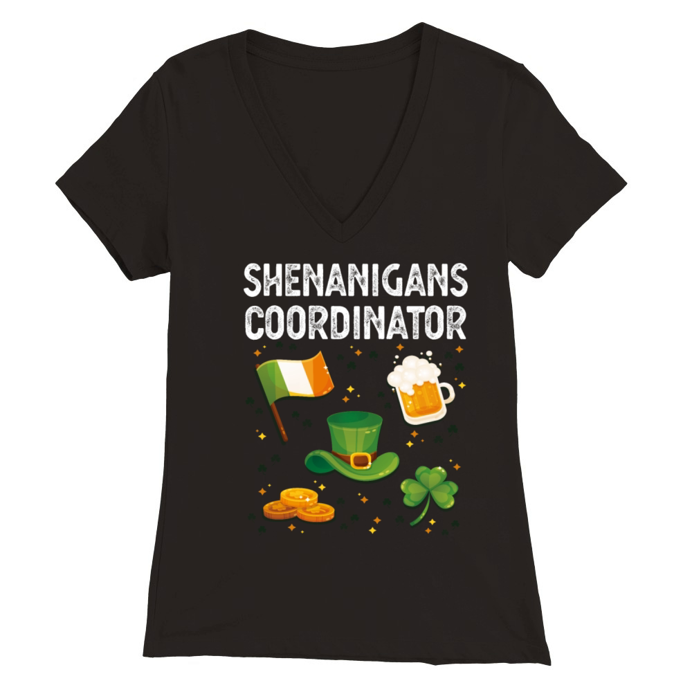 Shenanigans Coordinator Irish St Patricks Da Premium Womens V-Neck T-shirt