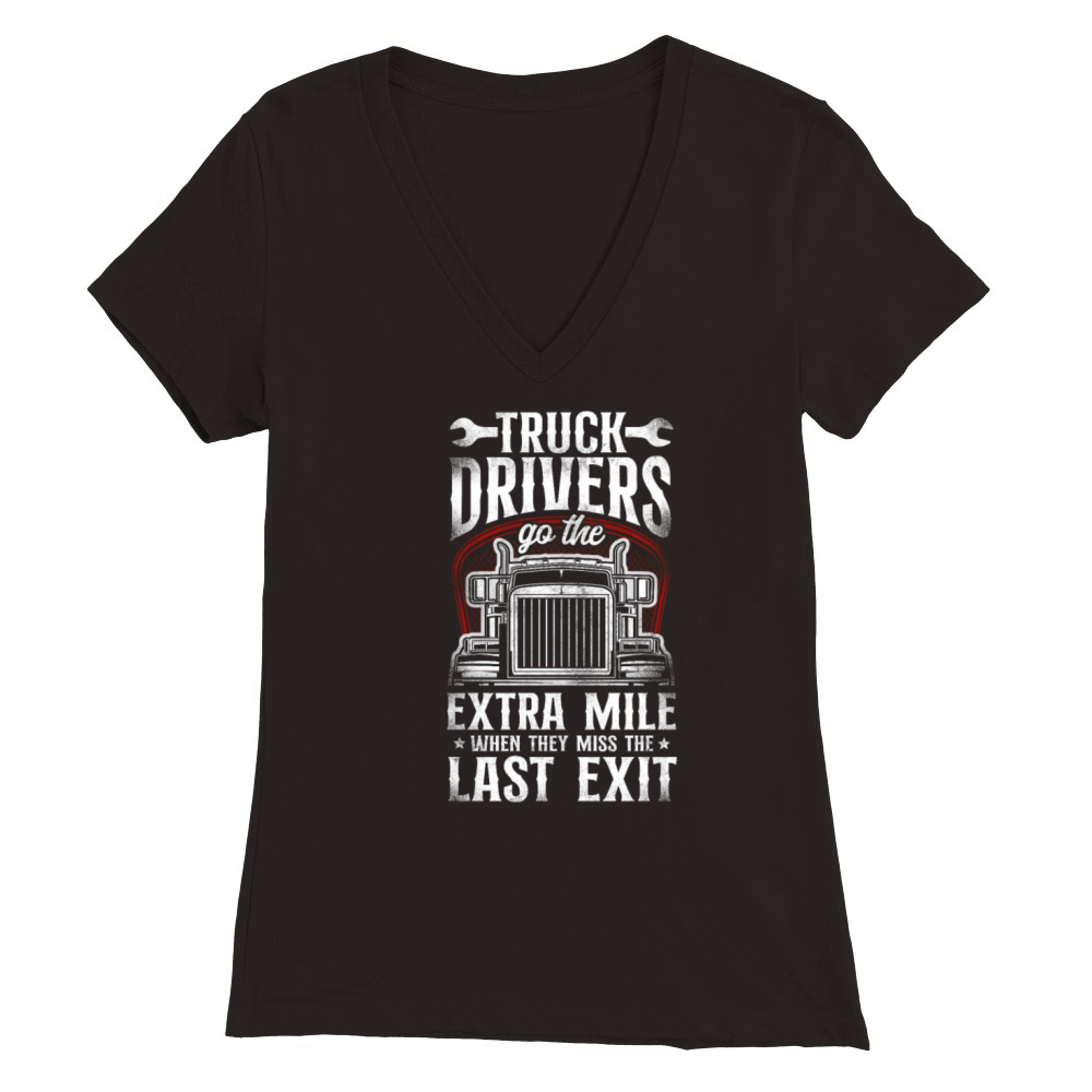 Trucker Truck Driver Vintage Truck Premium Womens V-Neck T-shirt