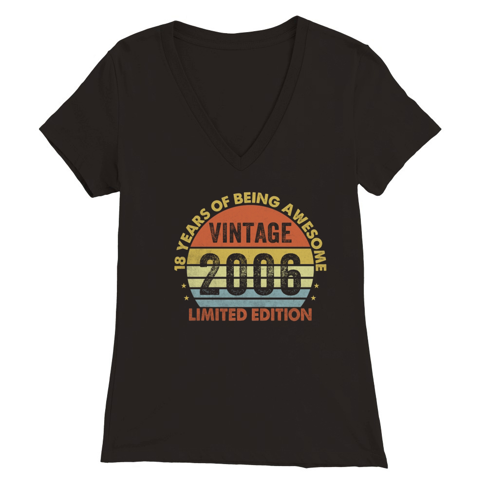 Vintage 2006 Limited Edition 18th Birthday Premium Womens V-Neck T-shirt