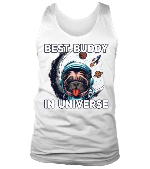 Outer Space Astronaut Pug Retro Design Tank Top Unisex