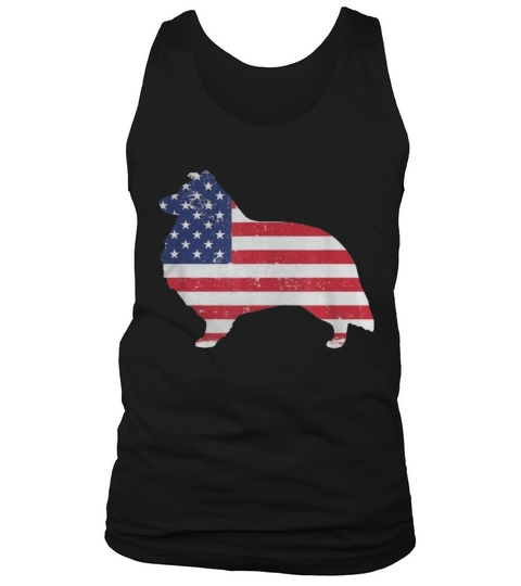 Sheltie Shetland Sheepdog American Flag 4th Of July Dog Shirt Tank Top Unisex
