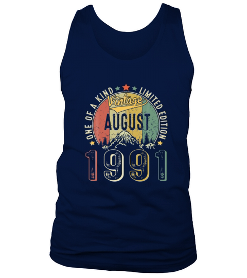 Vintage August 1991 Retro 30th Birthday 30 Years Tank Top Unisex