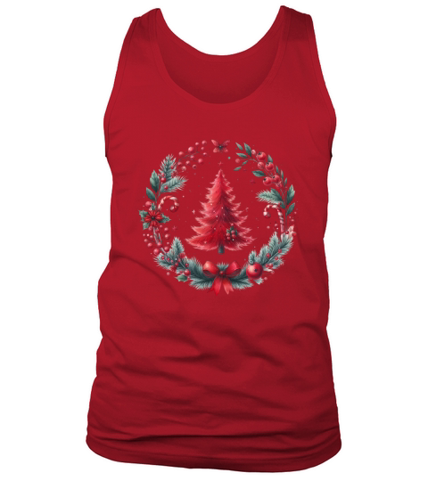 Watercolor Christmas Red tree Tank Top Unisex