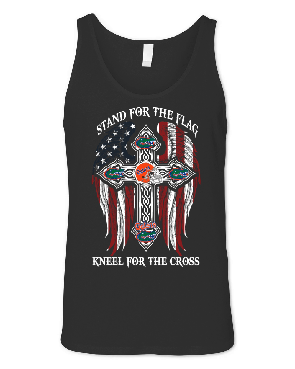 Stand For The Flag Kneel For The Cross - Frontside Unisex Jersey Tank