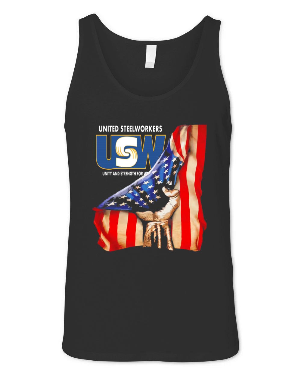 United Steelworkers Unity And Strength For Workers American Flag - Unisex Long Sleeve Unisex Jersey Tank