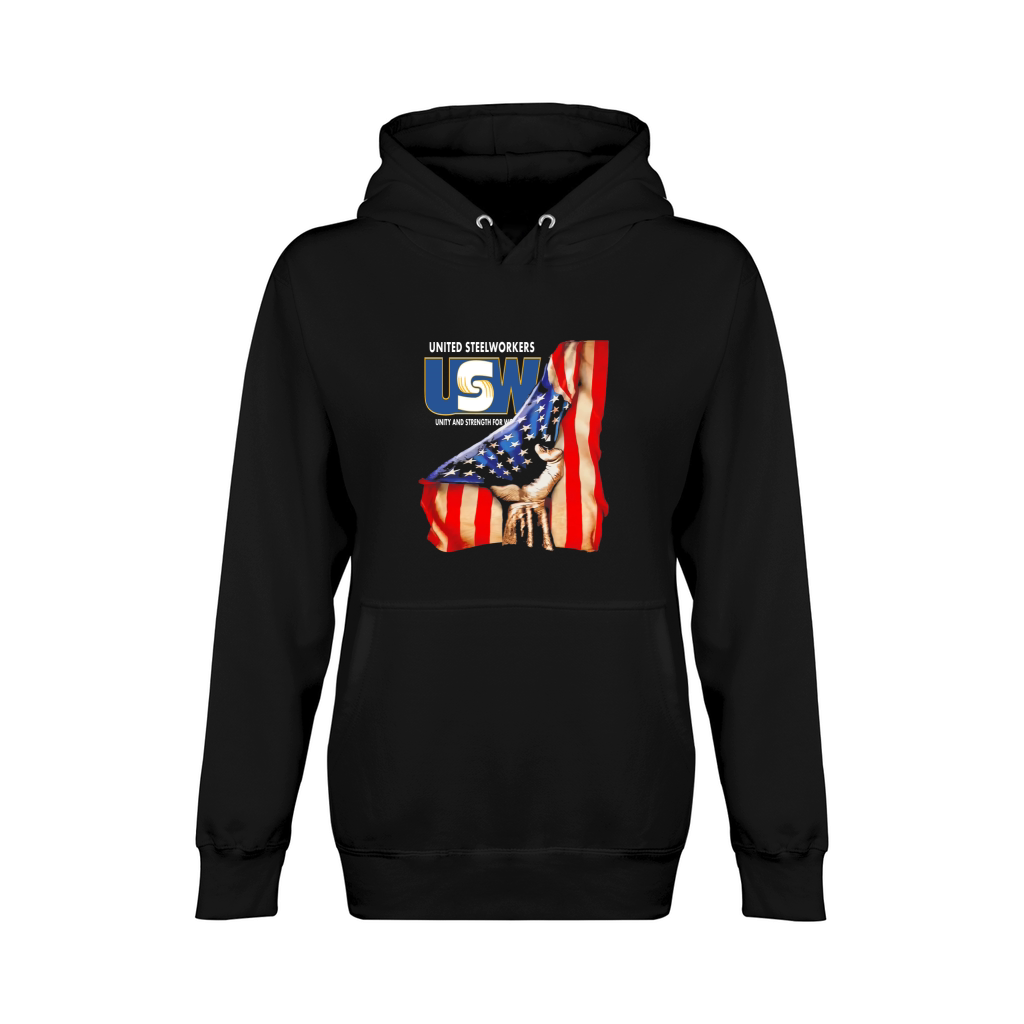 United Steelworkers Unity And Strength For Workers American Flag - Unisex Long Sleeve Unisex Premium Pullover Hoodie