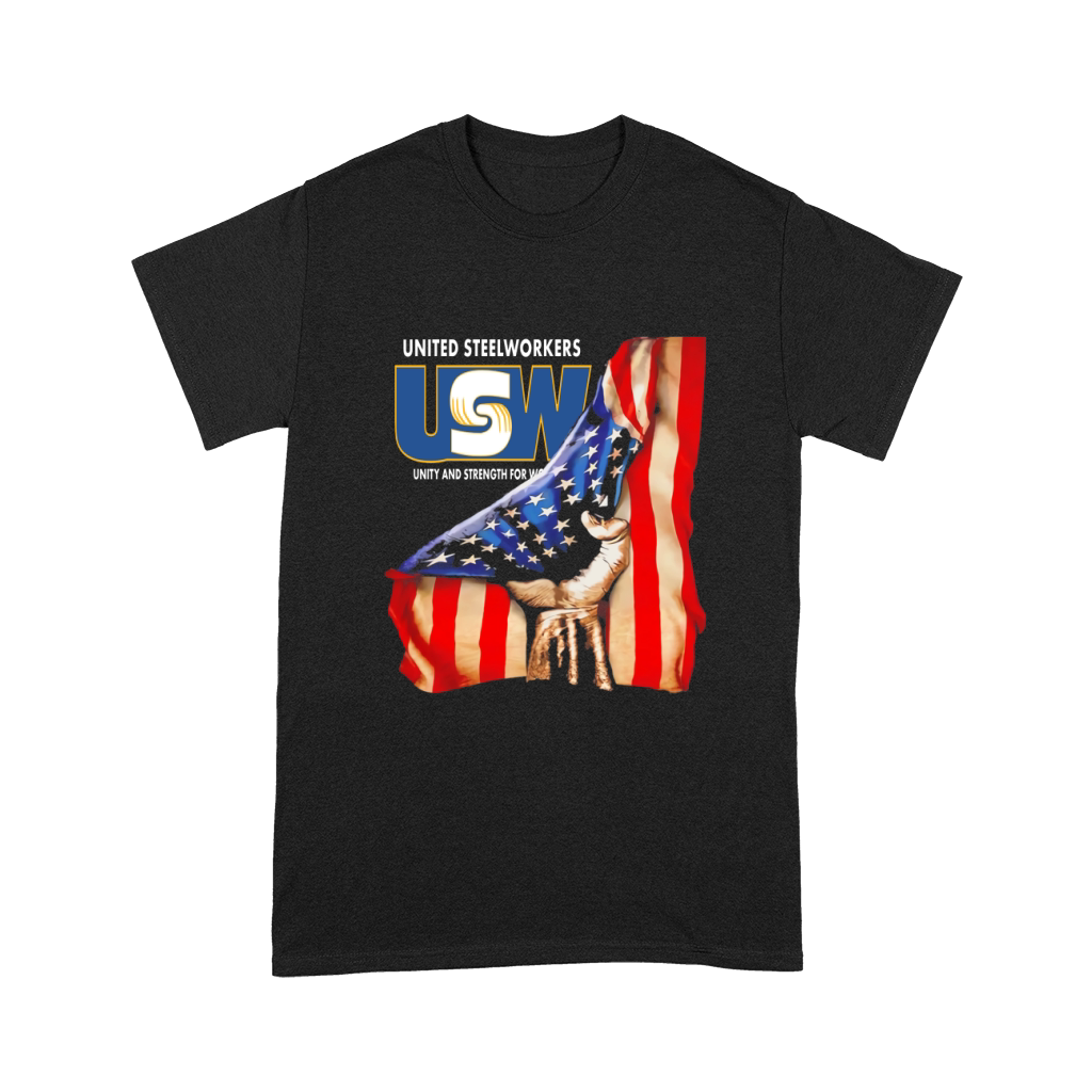United Steelworkers Unity And Strength For Workers American Flag - Unisex Long Sleeve Unisex T-Shirt
