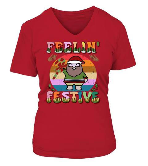 Feelin Festive Christmas V-neck T-Shirt Woman