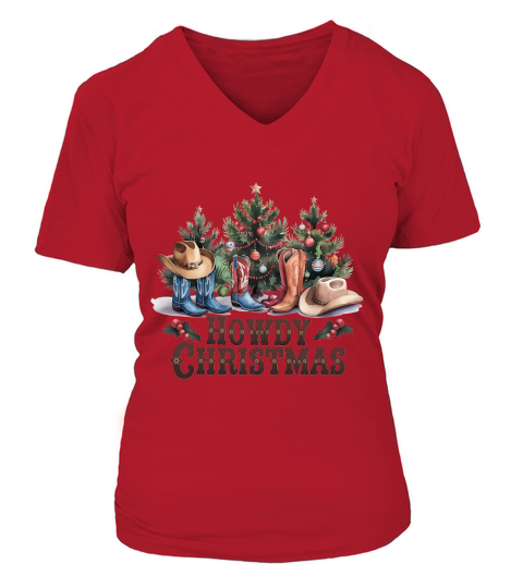 Howdy Christmas Vintage Christmas 4 02 V-neck T-Shirt Woman