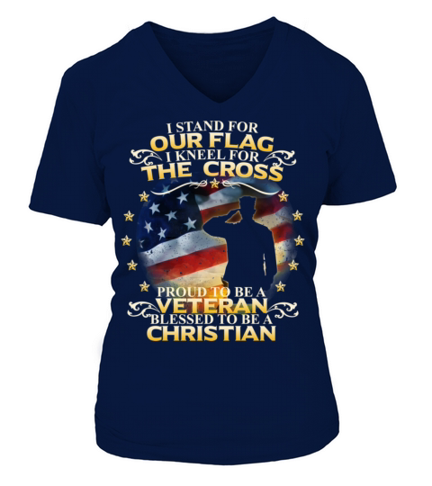 I Stand For Our Flag I Kneel For The Cross Christi V-neck T-Shirt Woman