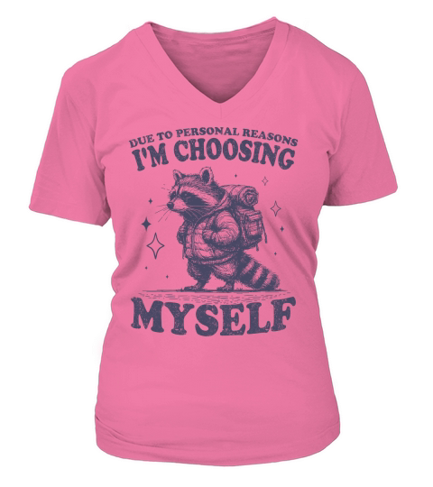 Im Choosing Myself Raccoon L dViolet V-neck T-Shirt Woman