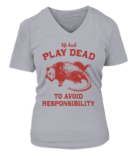 Life hack Play Dead To Avoid L Red V-neck T-Shirt Woman