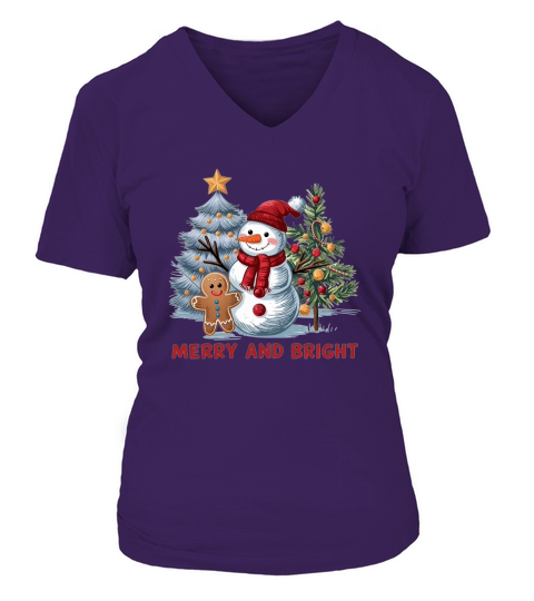 Merry and Bright 7 V-neck T-Shirt Woman