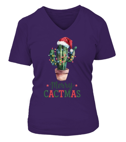 Merry Cactmas Vintage Christmas 03 V-neck T-Shirt Woman