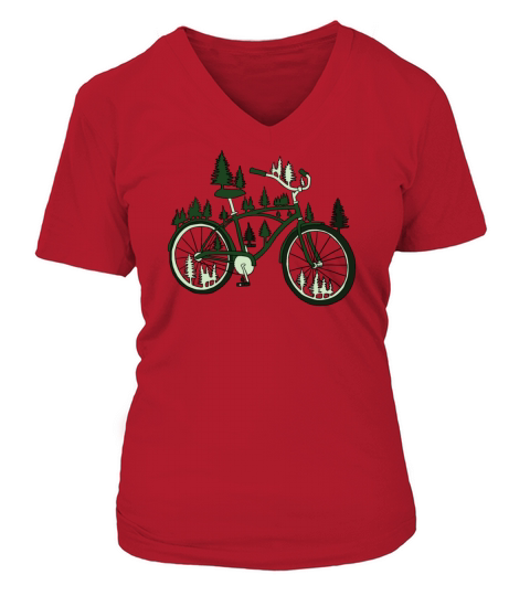 pine bike V-neck T-Shirt Woman