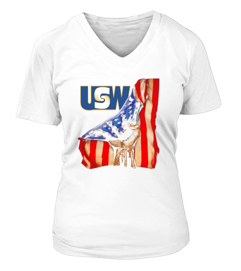 United Steelworkers Unity And Strength For Workers American Flag - Unisex Long Sleeve V-neck T-Shirt Woman