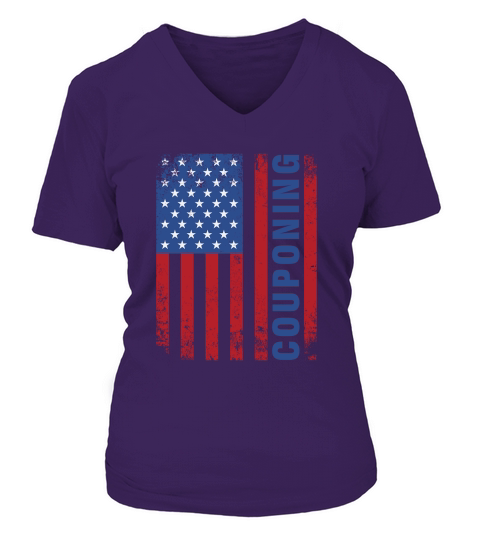 USA Flag Couponing V-neck T-Shirt Woman