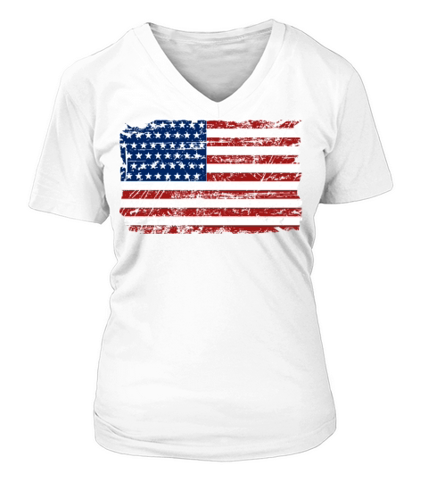 USA Flag - Vintage Look V-neck T-Shirt Woman