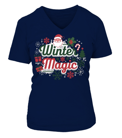 Winter Magic Christmas V-neck T-Shirt Woman