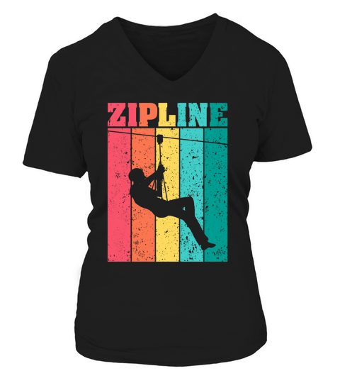 Zipline Adventure Vintage Ziplining V-neck T-Shirt Woman