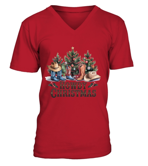 Howdy Christmas Vintage Christmas 4 02 V-Neck T-shirt
