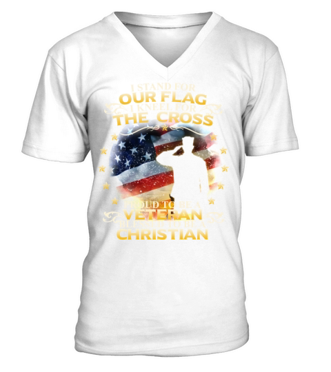I Stand For Our Flag I Kneel For The Cross Christi V-Neck T-shirt