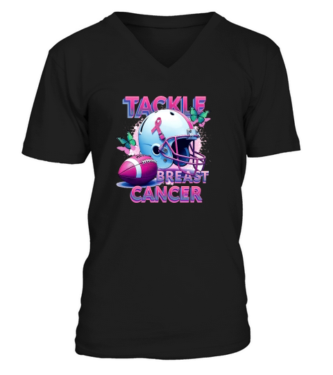 Tackle breast cancer 1 V-Neck T-shirt