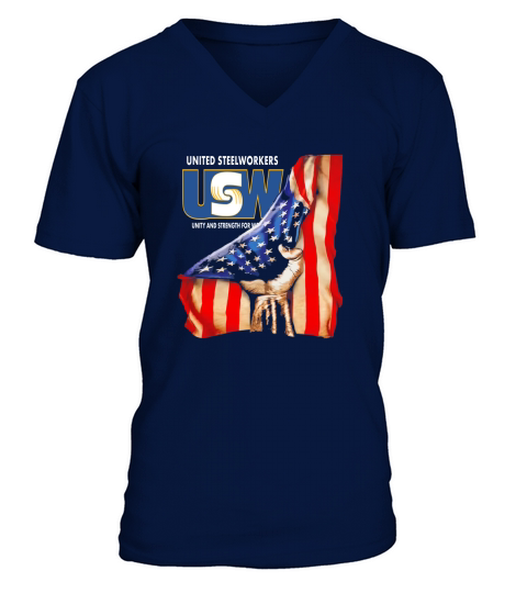 United Steelworkers Unity And Strength For Workers American Flag - Unisex Long Sleeve V-Neck T-shirt